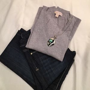 Michael Kors Grey V Neck Sweater size L