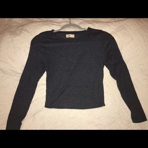 HOLLISTER NAVY CROP TOP LONG SLEEVE