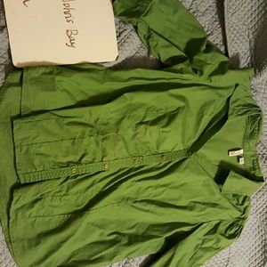 Green button down shirt