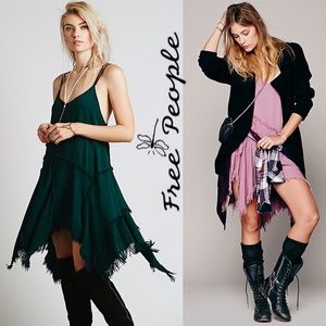 Free People Green Tattered Slip Dress