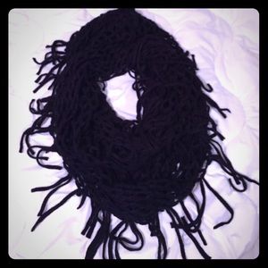 Black fringe infinity scarf