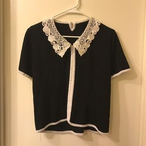 Vintage Peter Pan Collared Crop Top