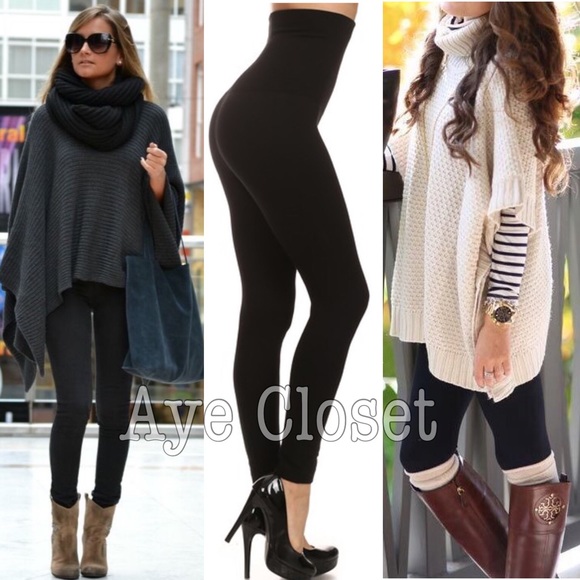 High Waisted Compression Leggings Tummy Control OS - Picture 2 of 8