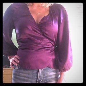 Diane Von Furstenberg purple wrap tie top