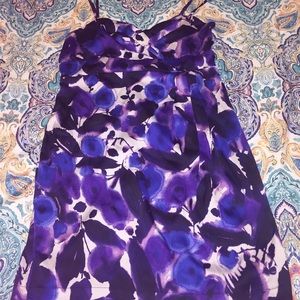 Purple and black floral dress size L side zip