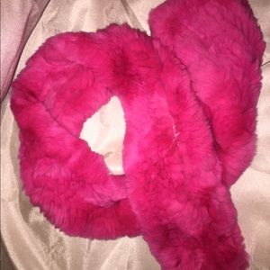 Pink fur scarf