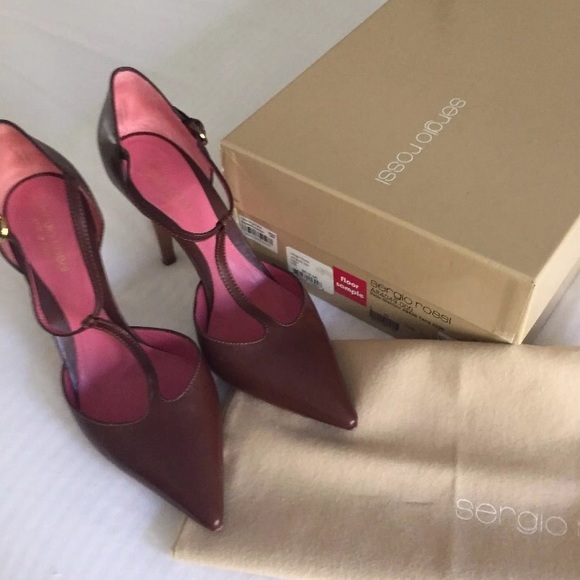 💖genuine SERGIO ROSSI brown leather pumps