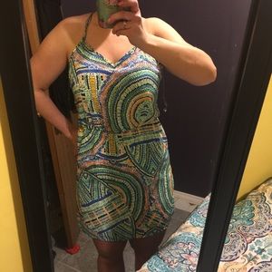 Summer dress multi color cross back size M