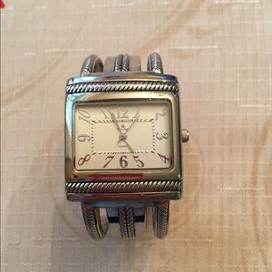 Premier Designs silver hinge cuff watch
