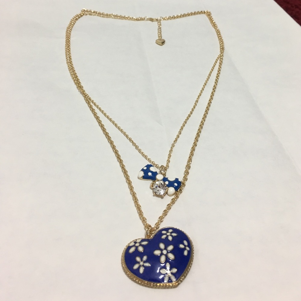 Betsey Johnson blue long 2 layer necklace new