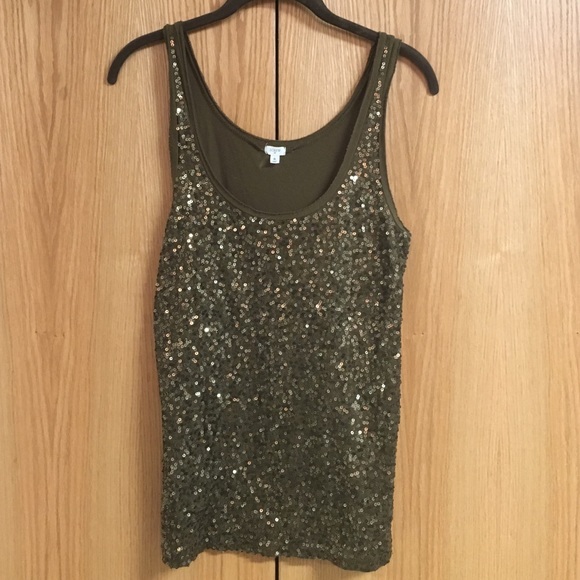 J.Crew Camo Green Sequin Tank