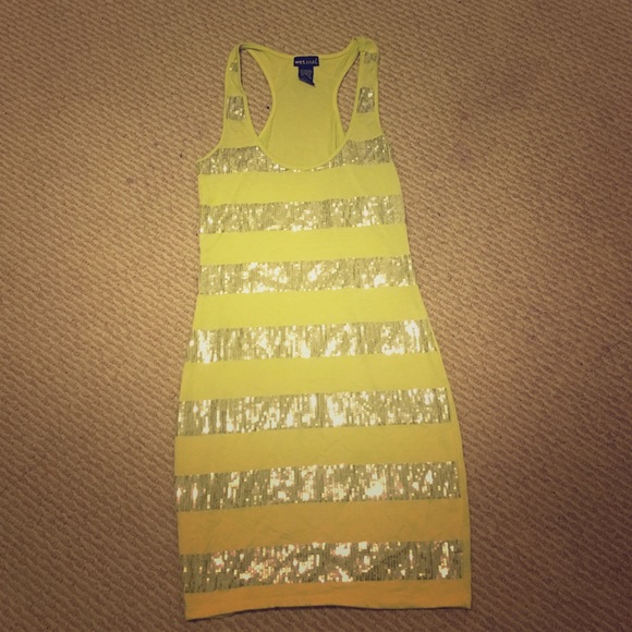 Shiny Lime green dress, worn one time !