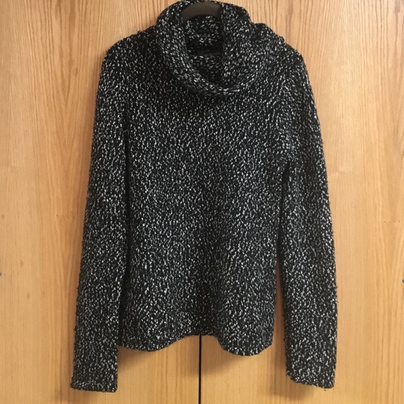 Black and White Turtle Neck/ Scarf Winter Sweater