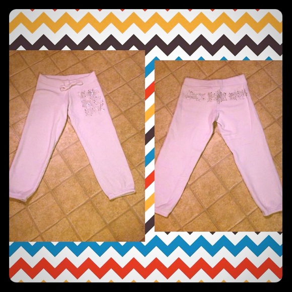 VS PINK white Bling Capri Sweats