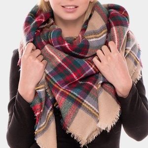 Tartan Plaid Blanket Scarf - Cozy, Soft, Acrylic
