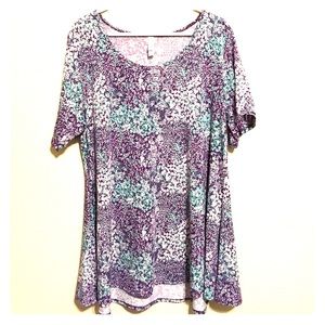 Purple White Green Floral 2XL Perfect Tee