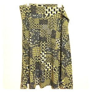 Lularoe Azure Skirt - Mustard Yellow, Black, Gray