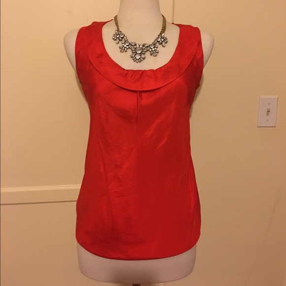 Banana Republic Orange Red Ruffle Neckline blouse