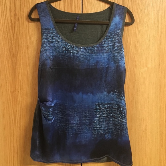 Karen Millen Ocean Blue Patterned Silk Tank