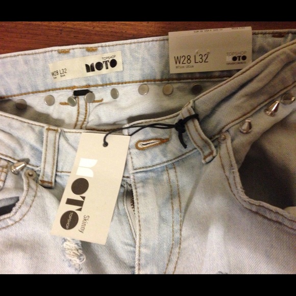Topshop Spiked distressed Denim Jeans Size 6 / 28 - Picture 7 of 7