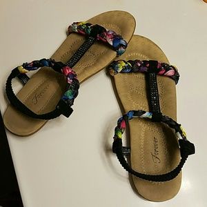 Multicolor flat sandal stretchable elastic straps