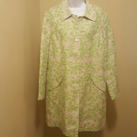 Beautiful linen & green flowered jacket