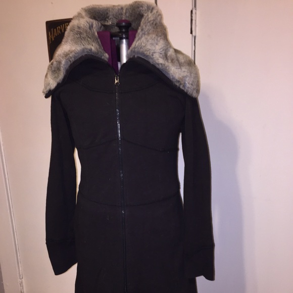 Free people faux fur and navy cotton jacket