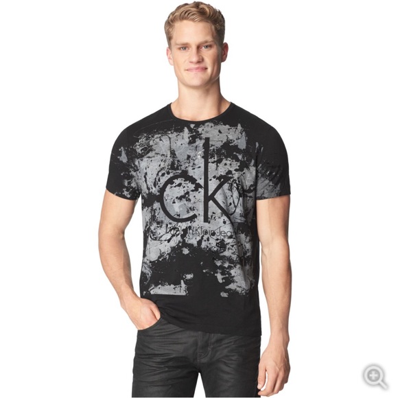 Calvin Klein Jeans Splatter Logo T-shirt Black - Picture 1 of 2