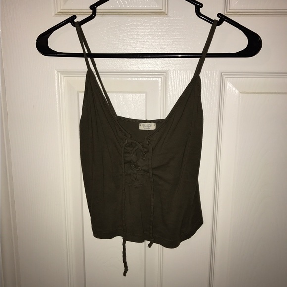 Camo/Army Green Criss Cross Tie Crop Top
