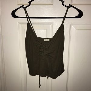 Camo/Army Green Criss Cross Tie Crop Top