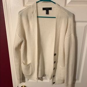 Forever 21 Cream Button Up Sweater