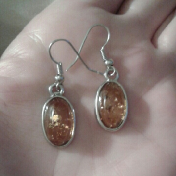 SALE  New Amber Platinum Overlay Pendant 19"Nk/Er - Picture 3 of 4