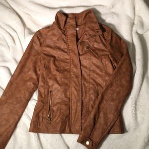 Brown Faux Leather Jacket