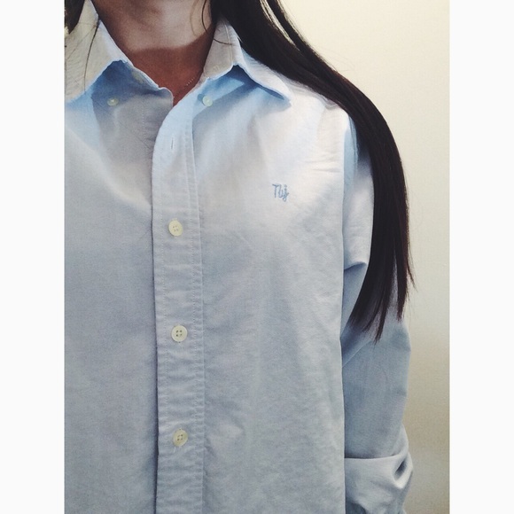 Light blue, slightly oversized button-down