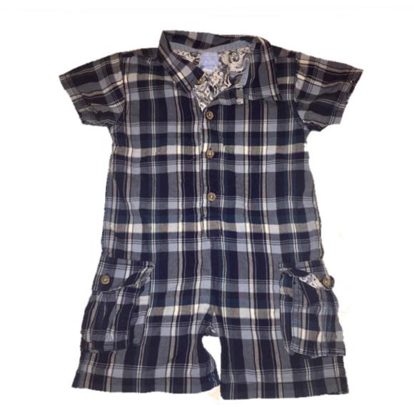 Striped button up romper