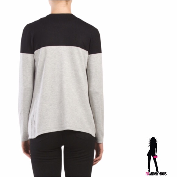 Black Grey Colorblock Drapefront Cardigan - Picture 2 of 4