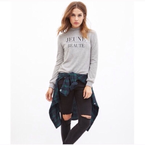 Forever 21 grey mock neck sweater top sz. Small