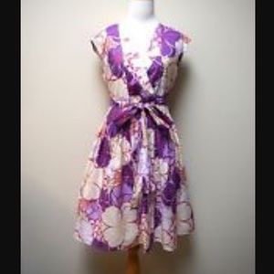 GARNET HILL Floral Print Cotton Popover Dress