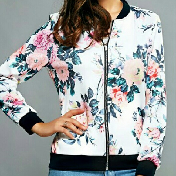 LAST ONE!! Floral Bomber Jacket - Picture 2 of 3