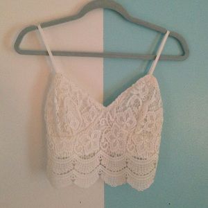 Ivory lace crop top
