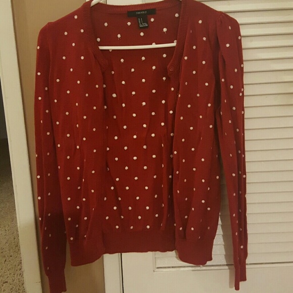 Red polka dot cardigan