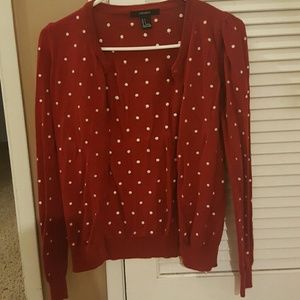 Red polka dot cardigan