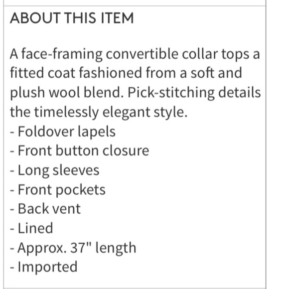 Ellen Tracy Wool Walking Coat NWT - Picture 2 of 5