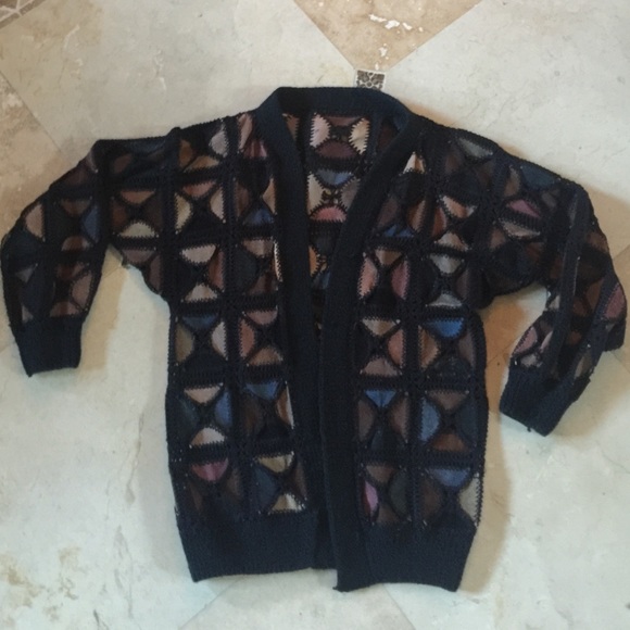 Vintage hand made granny square  patch sweater