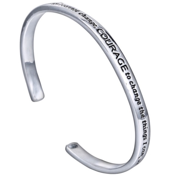 ☃️🆕 Silver Serenity Prayer Open Ended Bangle ☃️ - Picture 2 of 3