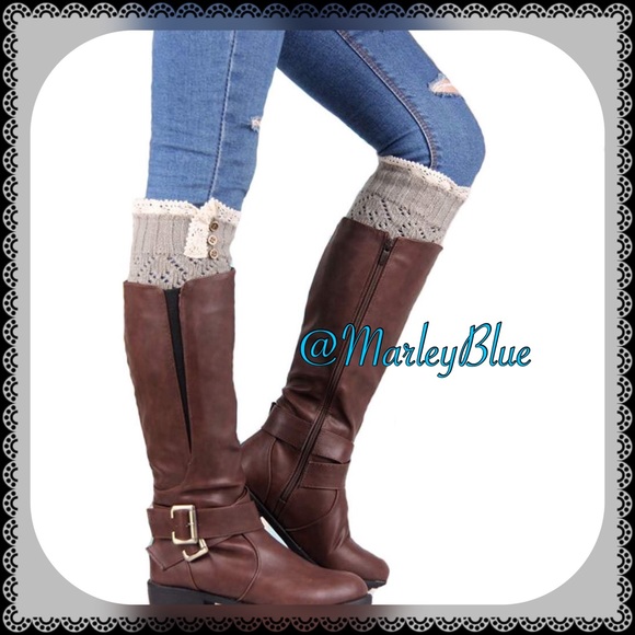 Buy2 Get 1 FREE!⭐️!Dainty Grey Lace Trim Boot Cuffs