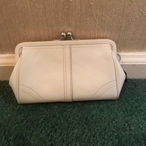Coach off white leather wristlet with strap