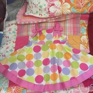 Cute polka dot dress with undercoat and ribbons
