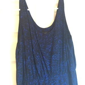 Blue and black print dress