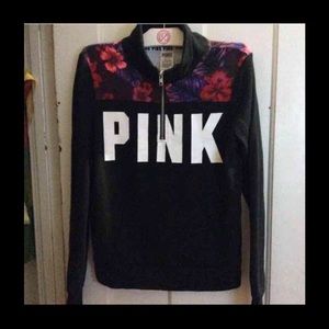 PINK VS Floral Half Zip XS NWOT